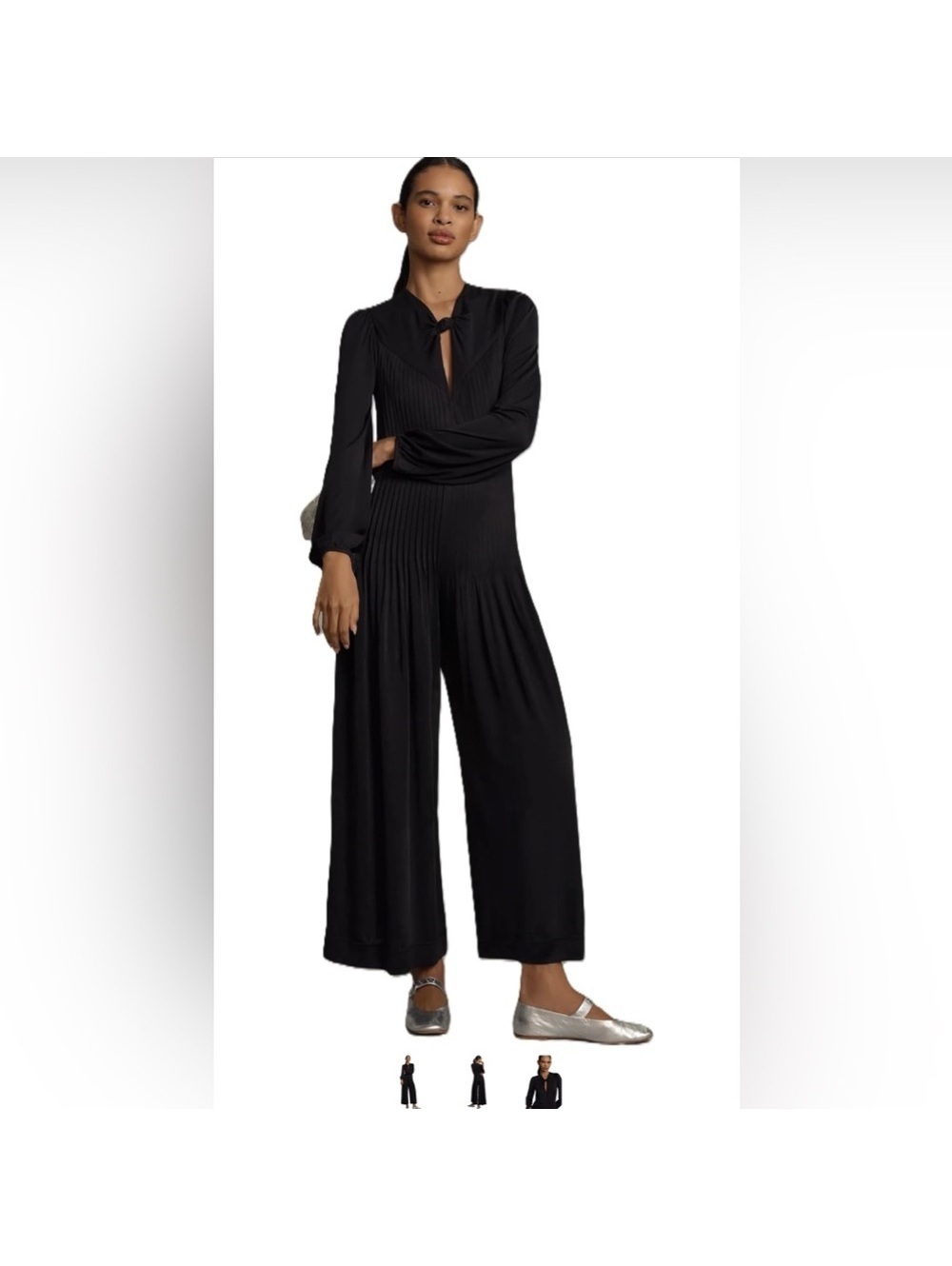 FARM Rio Black Pleated Jumpsuit Retail $298